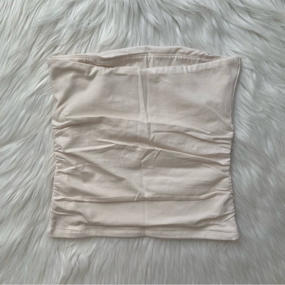 cotton-blend seamless fabric ruched tube top - Picture 5 of 5